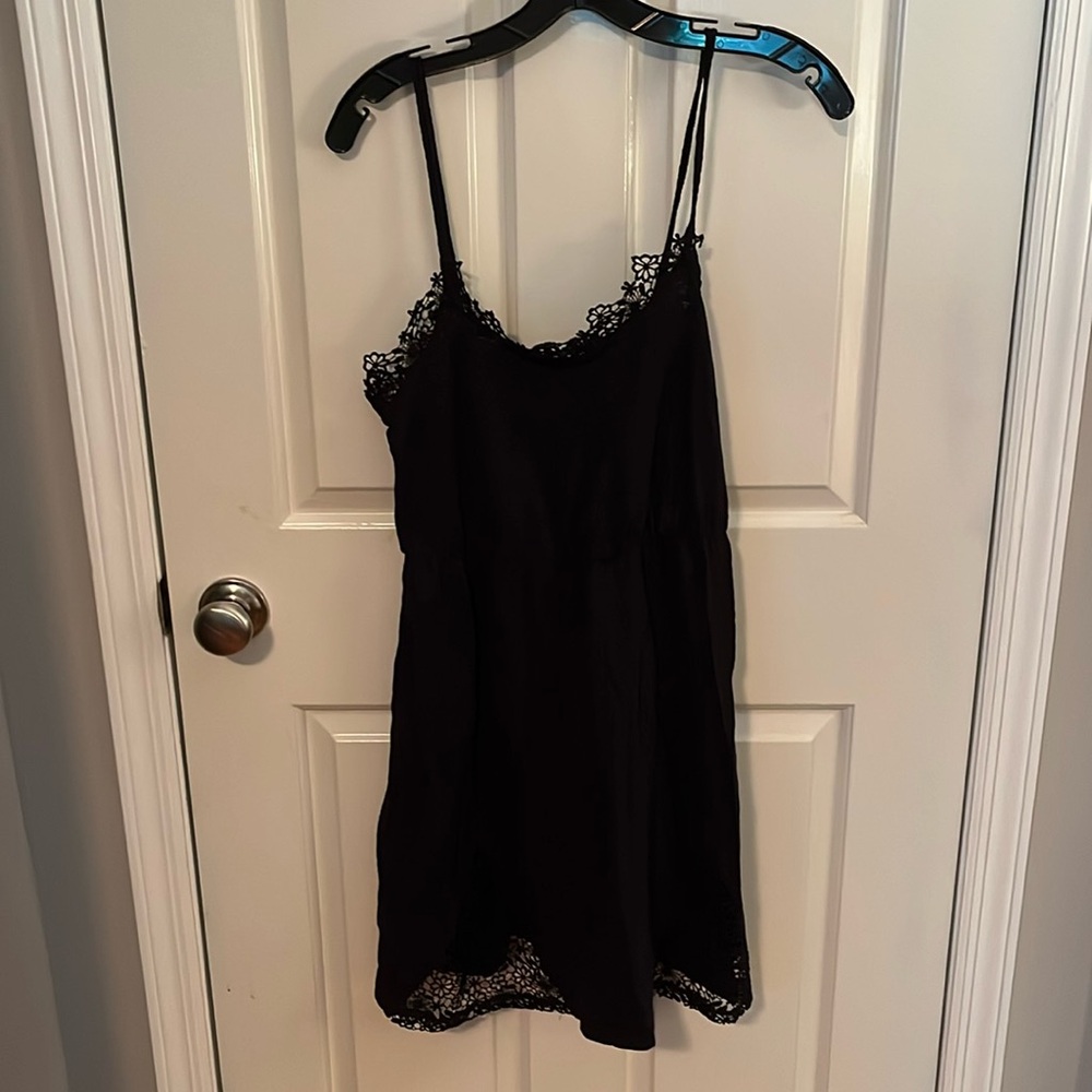 Topshop black lace cotton sun dress